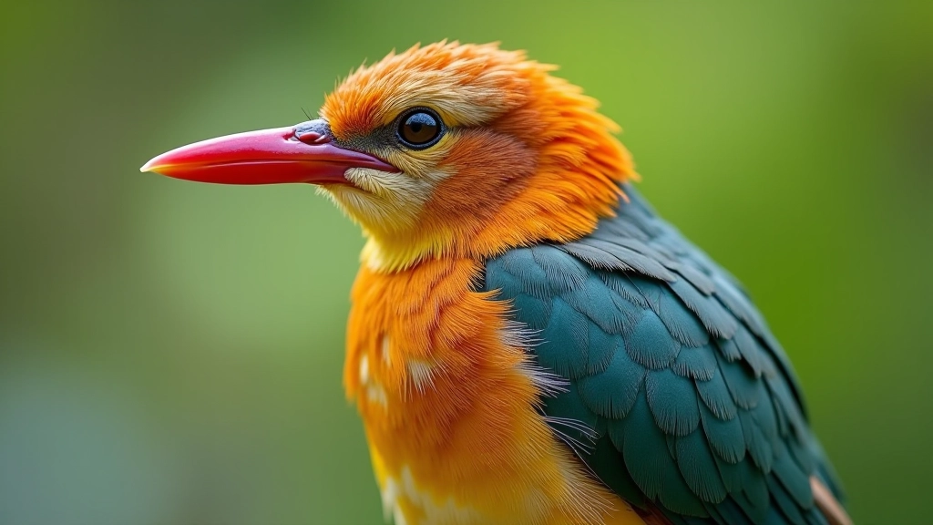 Detalle de un ave acuática con plumaje colorido